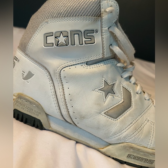 1980’s Converse CONS Vintage White & Grey High Top Leather Basketball Shoes 8.5 - Picture 11 of 16